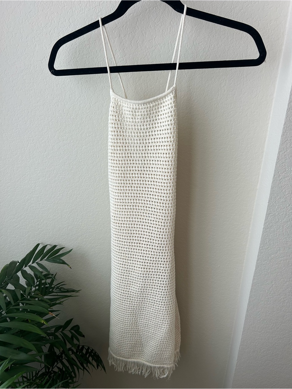 Reformation Cream Crochet Open-Knit Dress
